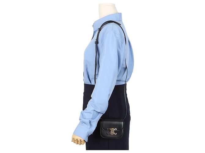 Céline Mini Claud in vitello lucido nero - vista 12