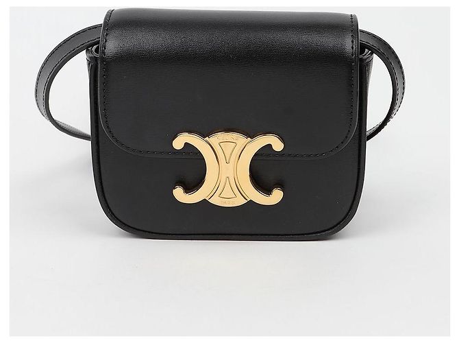 Céline Mini Claud in vitello lucido nero - vista 2