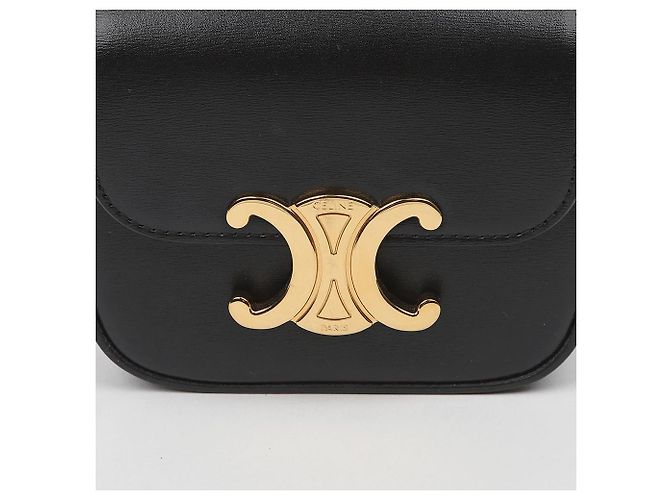 Céline Mini Claud in vitello lucido nero - vista 3