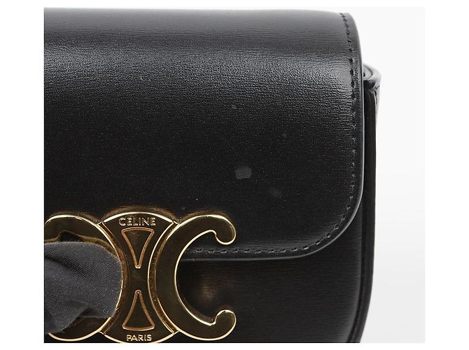 Céline Mini Claud in vitello lucido nero - vista 4