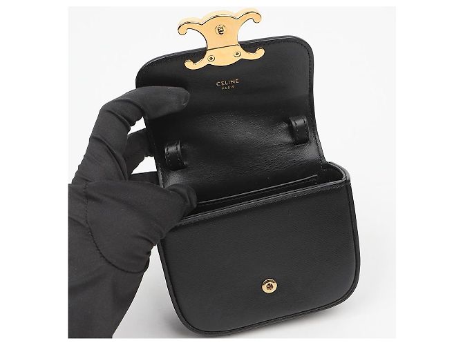 Céline Mini Claud in vitello lucido nero - vista 9