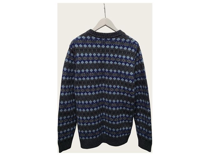 Burberry Kaschmir-Strickpullover in Graublau mit Fair-Isle-Muster und Applikations-Logo - Ansicht 4