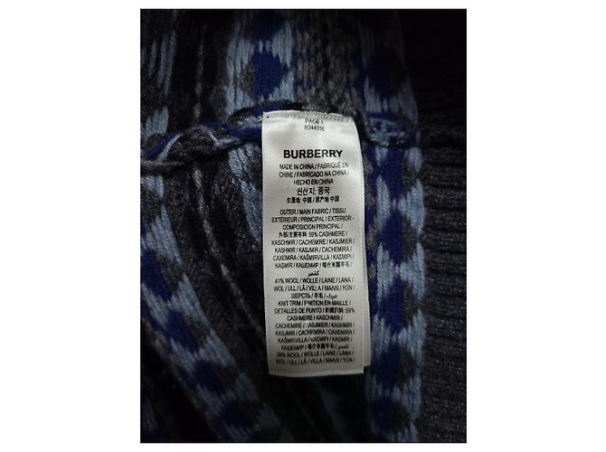 Burberry Kaschmir-Strickpullover in Graublau mit Fair-Isle-Muster und Applikations-Logo - Ansicht 5