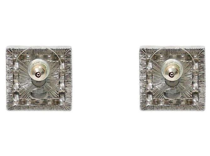 Orecchini quadrati Chanel argento metallo - vista 3