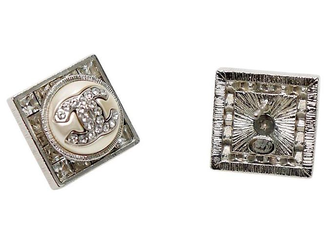 Orecchini quadrati Chanel argento metallo - vista 4