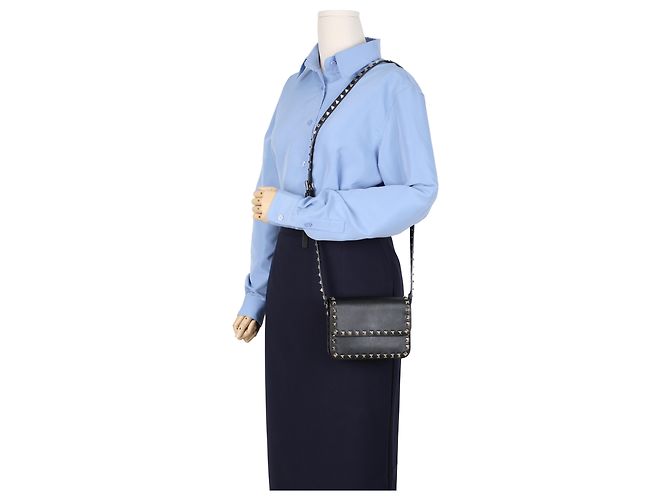 Valentino Borsa a tracolla Rockstud con patta Nera - vista 10