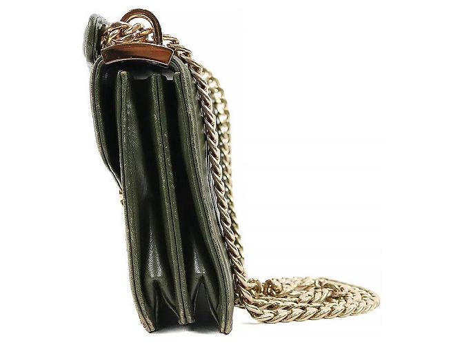 Miu Miu Borsa a tracolla matelassé con catena Khaki - vue 2