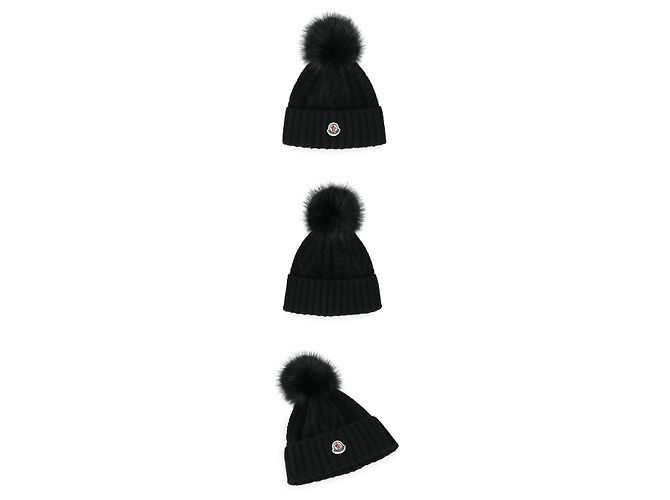 Moncler Berretto in misto cashmere con pompon (Black) - vista 3