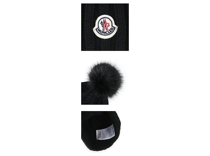 Moncler Berretto in misto cashmere con pompon (Black) - vista 4