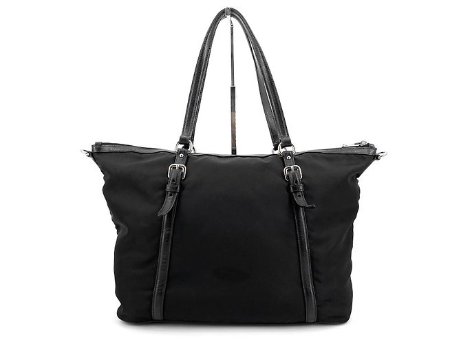 Tote Prada Borsa shopper in nylon e vitello morbido con logo argento - vista 11