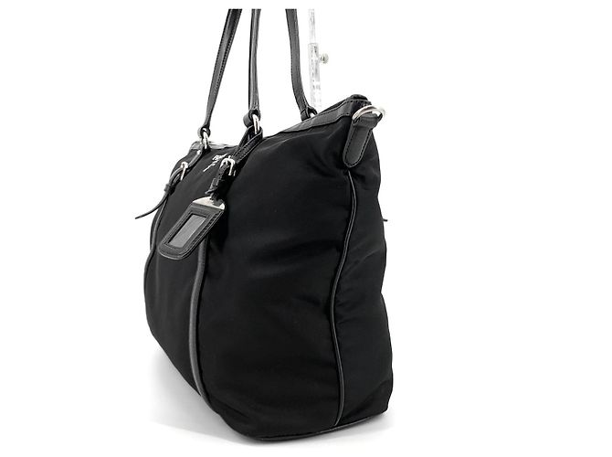 Tote Prada Borsa shopper in nylon e vitello morbido con logo argento - vista 4