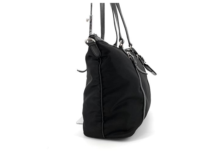Tote Prada Borsa shopper in nylon e vitello morbido con logo argento - vista 5