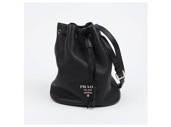 Prada Borsa a tracolla e spalla Bucket in pelle morbida Vitello Daino Nera - vista 2