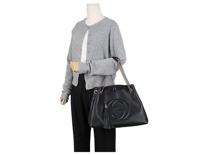 Gucci Borsa a tracolla con catena e nappe Nero - vista 15