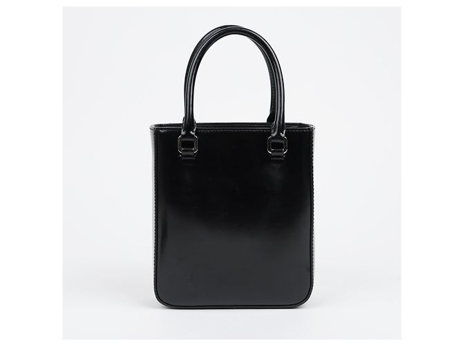 Prada Bolso Tote Pequeño de Piel Cepillada con Logotipo Triangle Negro - vista 3
