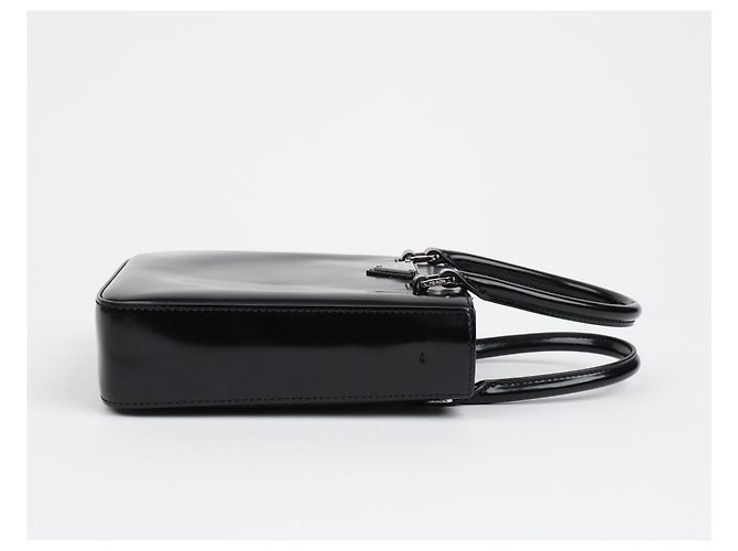 Prada Bolso Tote Pequeño de Piel Cepillada con Logotipo Triangle Negro - vista 5