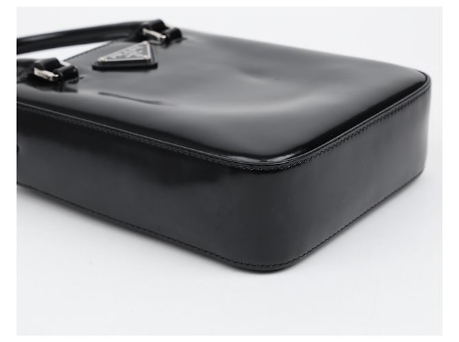 Prada Bolso Tote Pequeño de Piel Cepillada con Logotipo Triangle Negro - vista 7