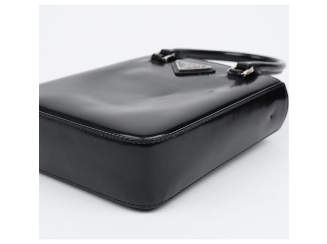 Prada Bolso Tote Pequeño de Piel Cepillada con Logotipo Triangle Negro - vista 8