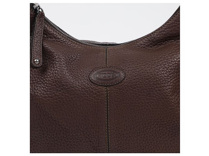 Borsa a tracolla Tod's Logo in pelle marrone - vista 3