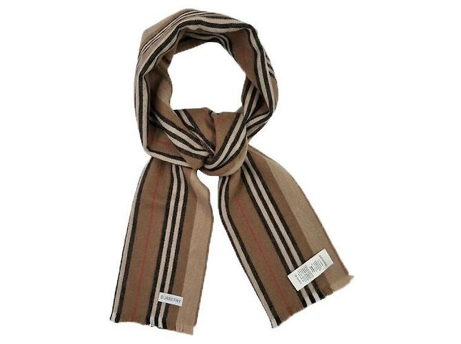 Burberry Sciarpa in Lana Icon Stripe Marrone - vista 2
