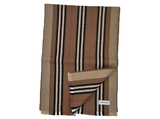 Burberry Sciarpa in Lana Icon Stripe Marrone - vista 3