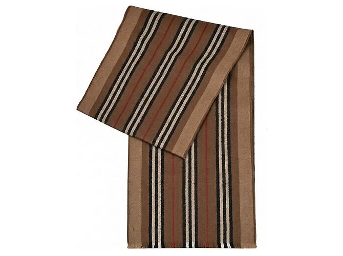 Burberry Sciarpa in Lana Icon Stripe Marrone - vista 6