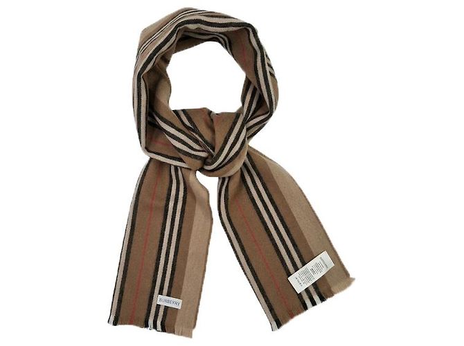 Burberry Sciarpa in Lana Icon Stripe Marrone - vista 7