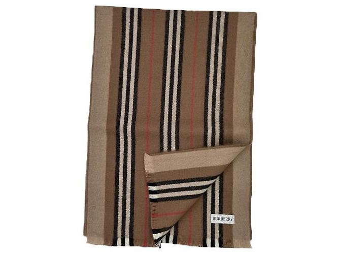 Burberry Sciarpa in Lana Icon Stripe Marrone - vista 8
