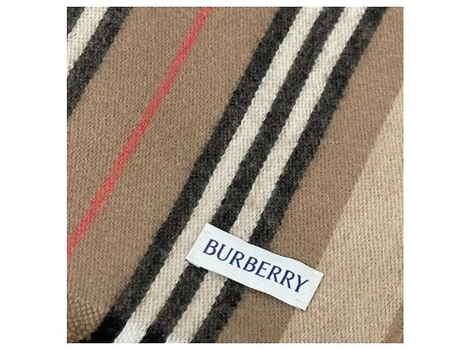 Burberry Sciarpa in Lana Icon Stripe Marrone - vista 9