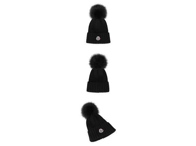 Moncler Berretto in maglia di lana con pompon (Black) - vista 3