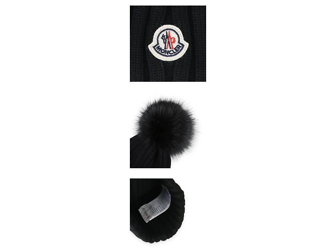 Moncler Berretto in maglia di lana con pompon (Black) - vista 4