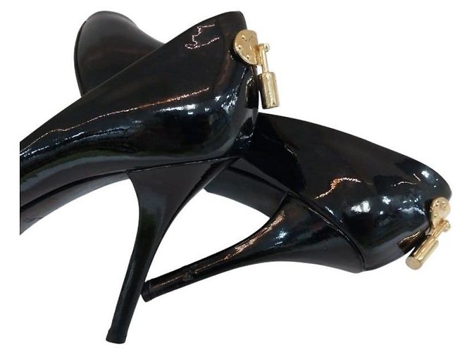 Louis Vuitton Lackschuhe Open Toe mit schwarzem Absatz - Ansicht 3