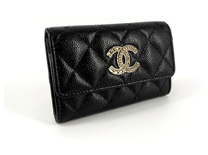 Chanel Kartenetui mit Klappe aus Caviar-Leder - Ansicht 4