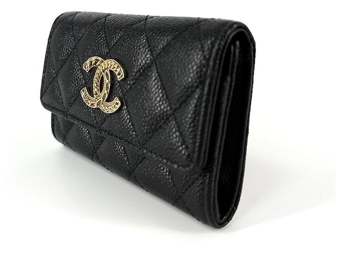 Chanel Kartenetui mit Klappe aus Caviar-Leder - Ansicht 6