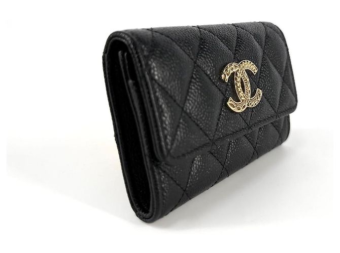 Chanel Kartenetui mit Klappe aus Caviar-Leder - Ansicht 7