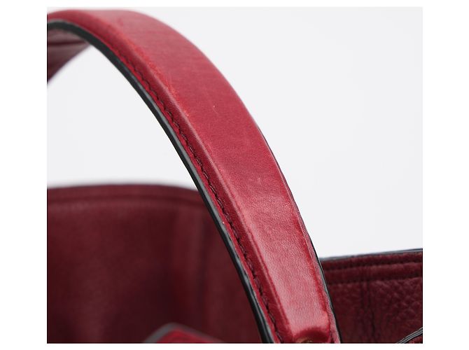 Burberry Borsa a secchiello a tracolla in tela House Check Medium Burgundy - vista 17