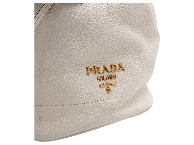 Prada Borsa a Secchiello a Spalla e Tracolla in Vitello Daino Bianco - vista 10