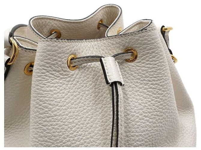 Prada Borsa a Secchiello a Spalla e Tracolla in Vitello Daino Bianco - vista 6