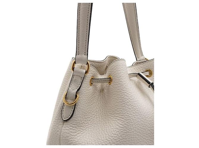 Prada Borsa a Secchiello a Spalla e Tracolla in Vitello Daino Bianco - vista 8