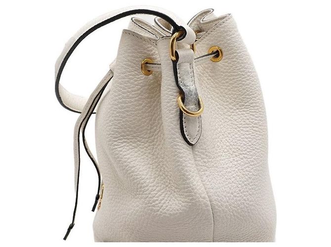 Prada Borsa a Secchiello a Spalla e Tracolla in Vitello Daino Bianco - vista 9