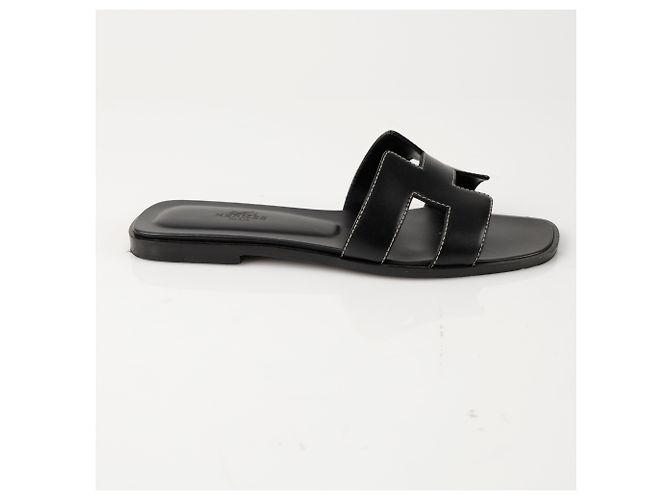 Hermès Sandali Oran in pelle di vitello Nero - vista 2