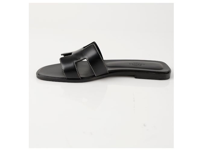 Hermès Sandali Oran in pelle di vitello Nero - vista 3