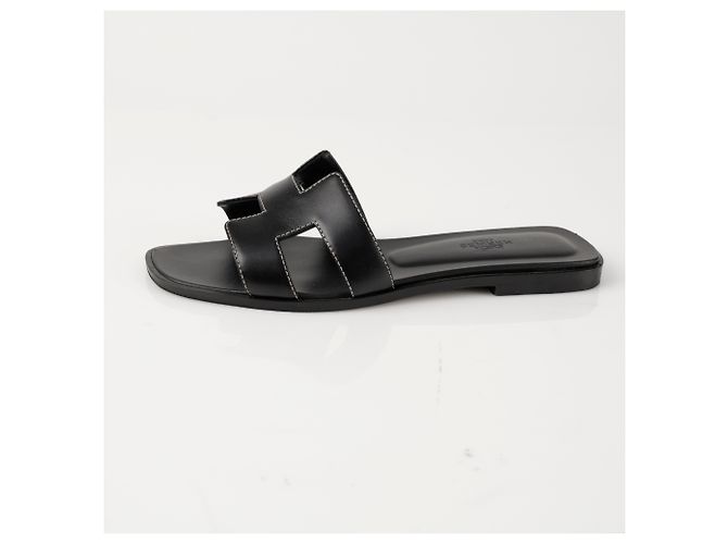 Hermès Sandali Oran in pelle di vitello Nero - vista 5