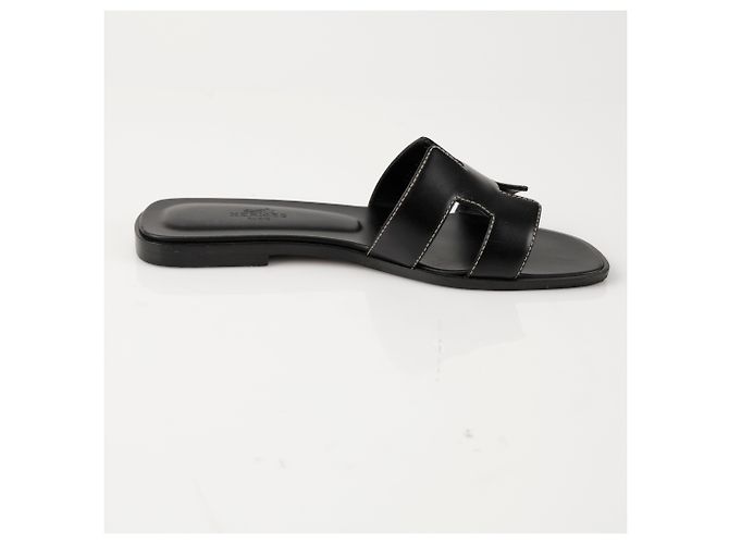 Hermès Sandali Oran in pelle di vitello Nero - vista 6