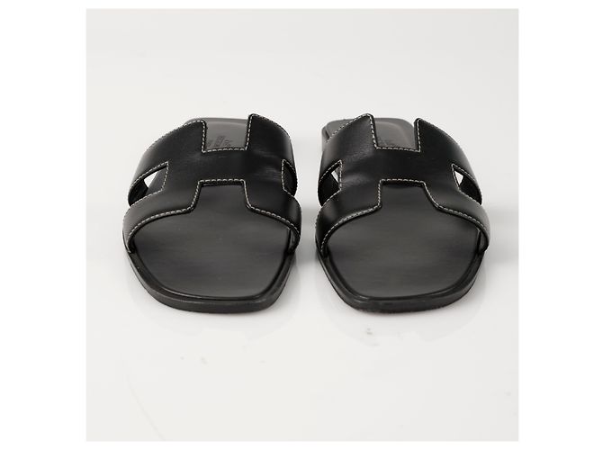 Hermès Sandali Oran in pelle di vitello Nero - vista 8