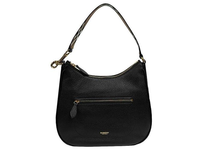 Burberry Borsa a Tracolla Hobo in Pelle Grana Nero - vista 6