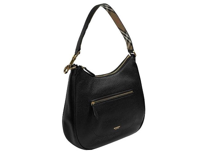 Burberry Borsa a Tracolla Hobo in Pelle Grana Nero - vista 7