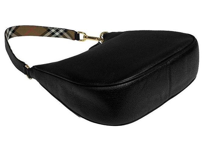 Burberry Borsa a Tracolla Hobo in Pelle Grana Nero - vista 9