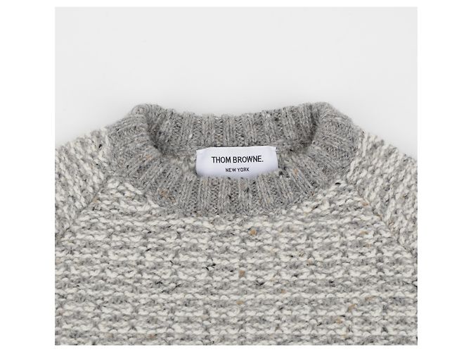 Thom Browne Mohair-Strick mit Streifen Hellgrau - Ansicht 3