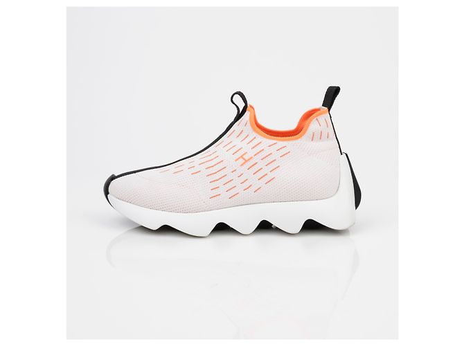 Sneakers in maglia Hermès Eclair marroni - vista 8